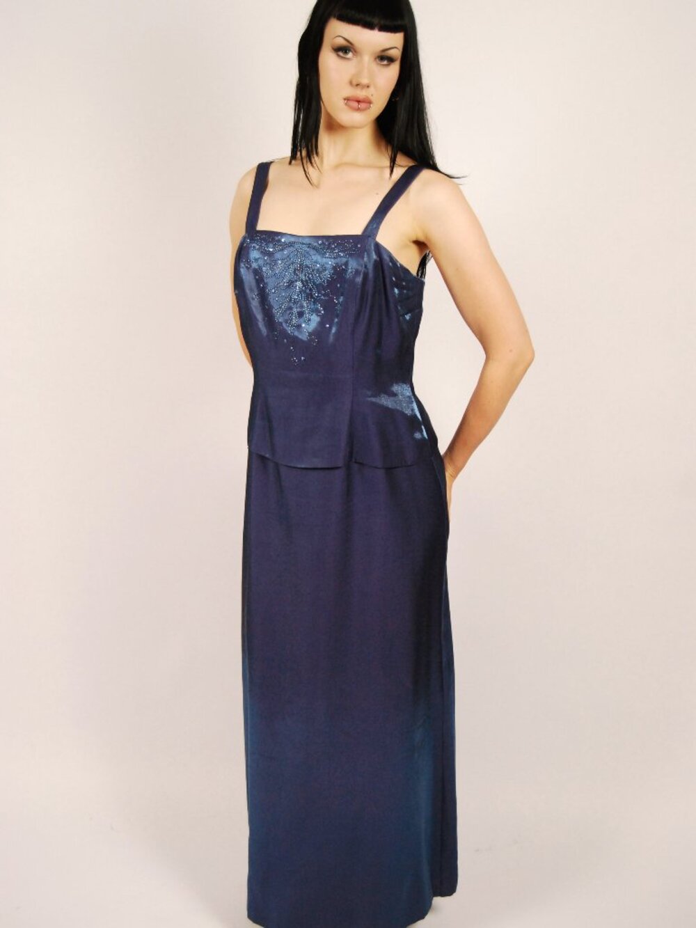 Y2K Formal Gown (M) medium blue vintage maxi Alex Evenings prom cocktail wedding